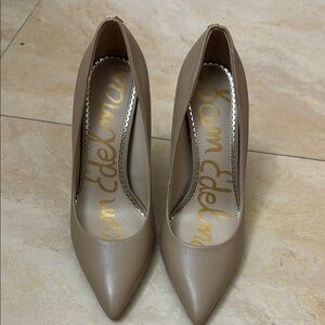 Sam Edelman Tan Leather Heels Timeless Design - Beige - Size 6
